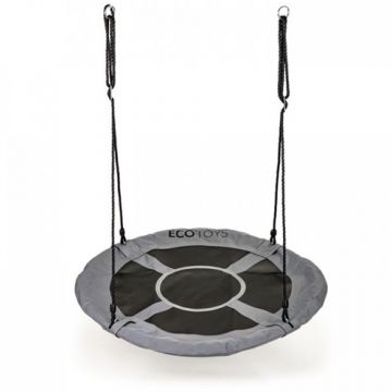 Leagan Pentru Copii Rotund Ecotoys Tip Cuib de Barza Suspendat Gri
