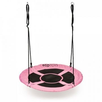 Leagan Pentru Copii Rotund Tip Cuib de Barza Suspendat 100 cm Ecotoys Roz