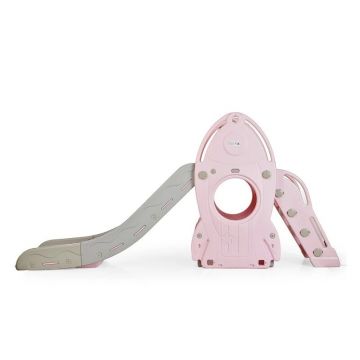 Tobogan copii, MyKids, cu cos de baschet Racheta Pink
