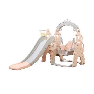 Tobogan copii, Mykids, cu legan. cos de baschet Castel L, AFE03 Pink