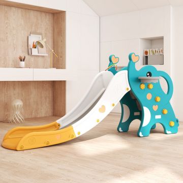 Tobogan Nichiduta Garden 2 in 1 cu cos de baschet Elephant Verde